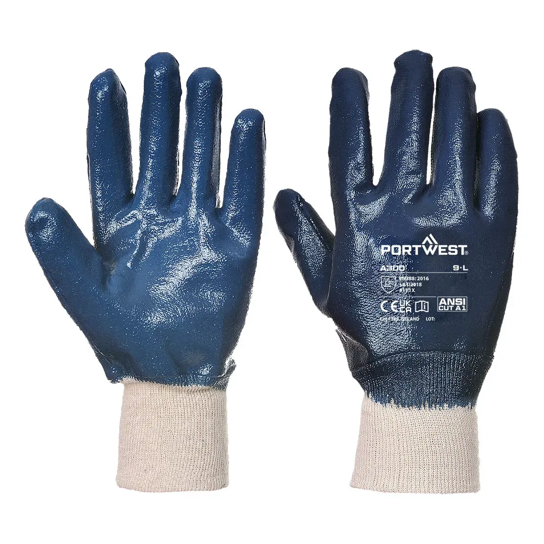 Gant nitrile, poignet tricot