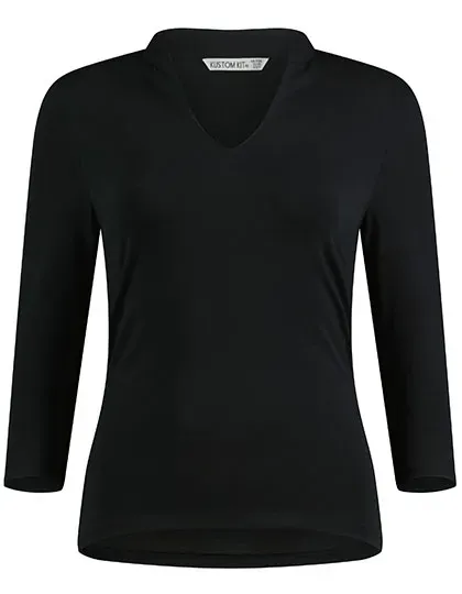 Regular Fit Mandarin Collar Top 3/4 Sleeve