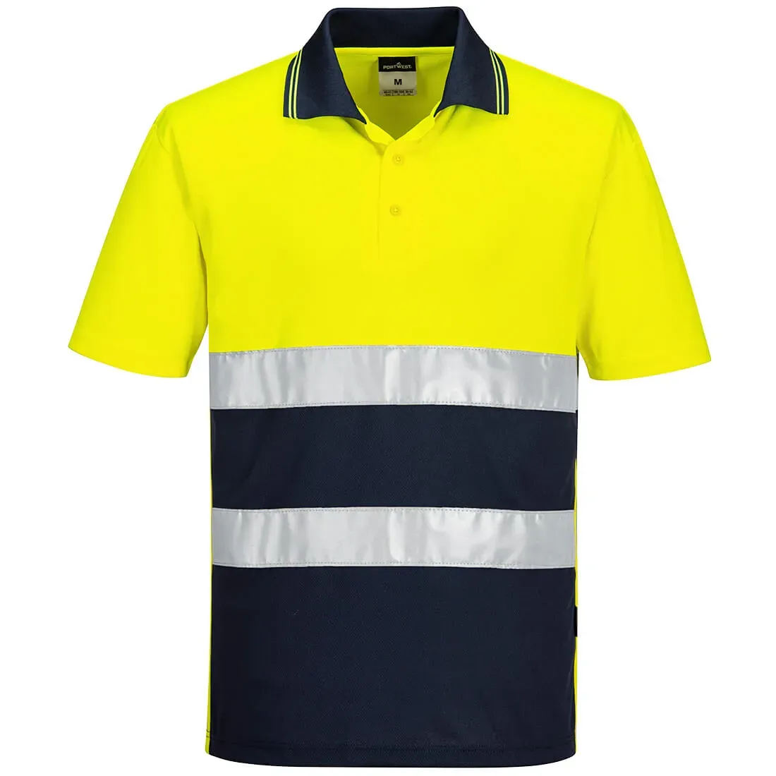 Polo contrasté léger haute visibilité M/C