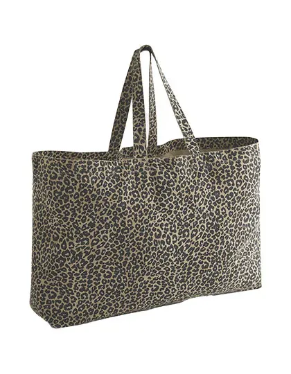 Leopard Print Canvas Oversized Tote Bag