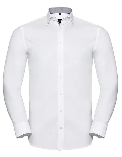 Men's Long Sleeve Tailored Contrast Herringbone Shirt